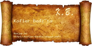 Kofler Beáta névjegykártya
